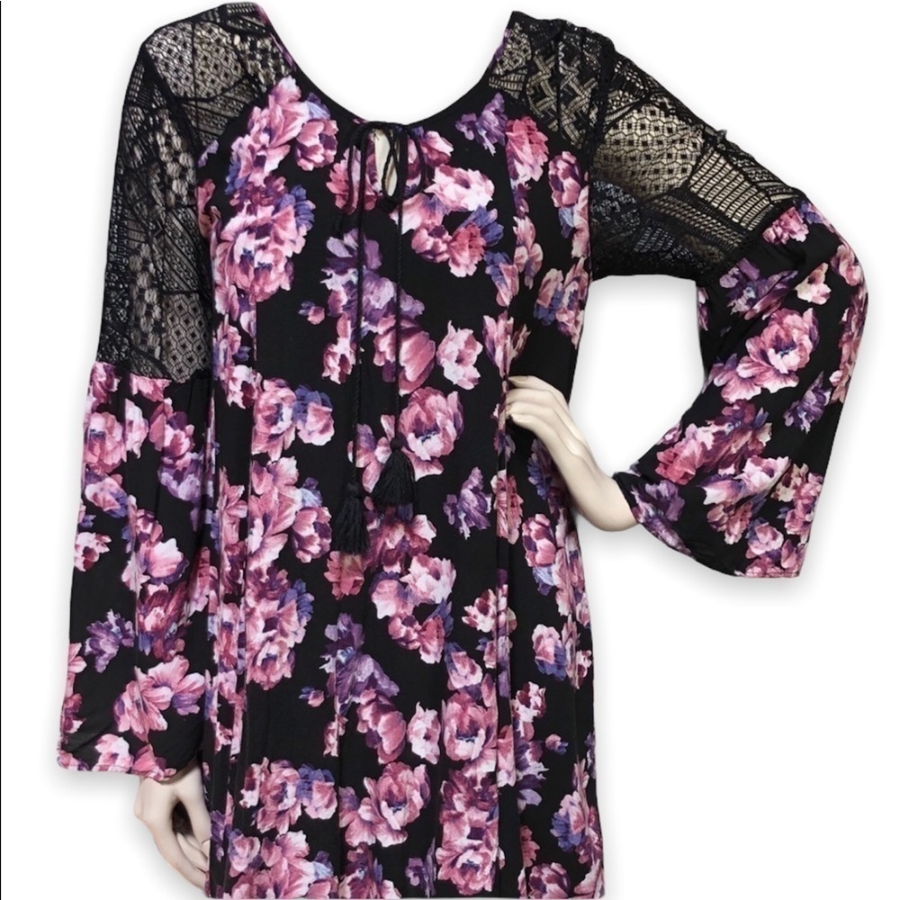 Bebop Floral‎ Crochet Boho Tunic Dress Junior Large
